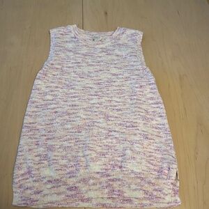 J Crew Womens Knit Sweater Vest Pink White Orange Crew Neck Sz S